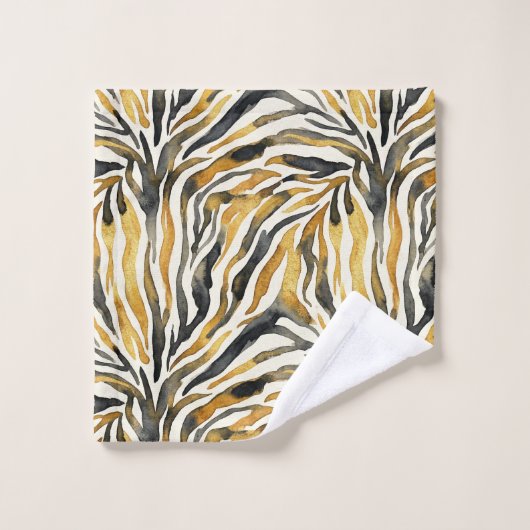 Gold Black Zebra Print Pattern (Gant de toilette)