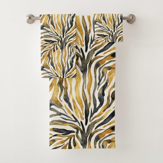 Gold Black Zebra Print Pattern Bad Handdoek (Insitu)