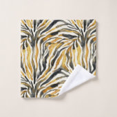 Gold Black Zebra Print Pattern Bad Handdoek (Wasdoekje)