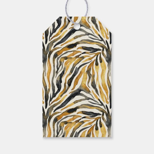 Gold Black Zebra Print Pattern Cadeaulabel (Achterkant)