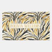 Gold Black Zebra Print Pattern Rechthoekige Sticker (Voorkant)
