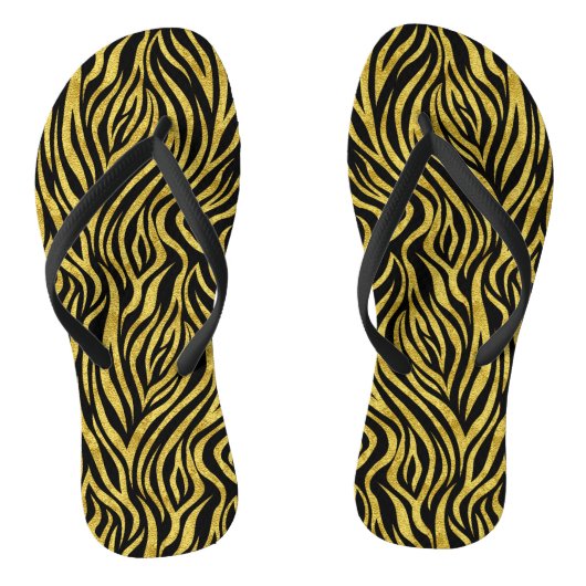 Gold Black Zebra Teenslippers (Voetbed)
