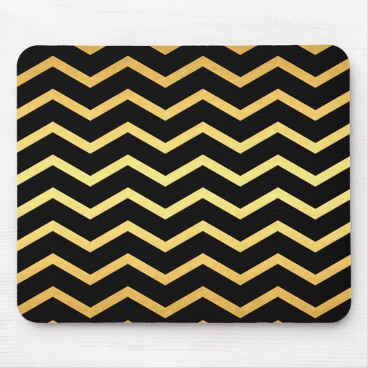 Gold & Black Zig Zag Pattern Muismat (Voorkant)