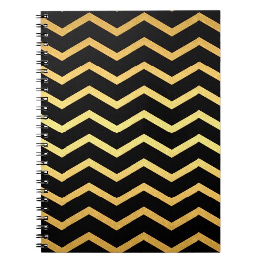 Gold & Black Zig Zag Pattern Notitieboek (Voorkant)