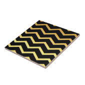Gold & Black Zig Zag Pattern Tegeltje (Zijkant)
