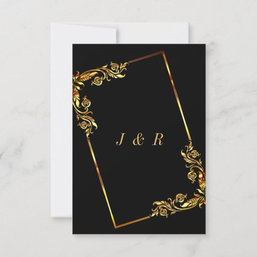 Gold BlackElegant encadré Faire-part de mariage mo (Dos)