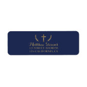 Gold-bladeren bevestigen navy blauw script label (Voorkant)