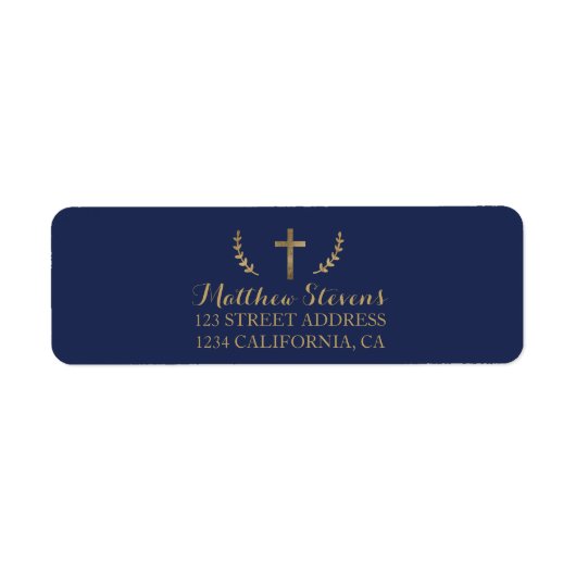 Gold-bladeren bevestigen navy blauw script label (Voorkant)