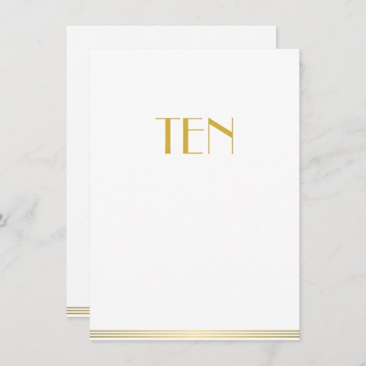 Gold Blanc Grand Gatsby Mariage Cartes de table Di (Devant / Derrière)