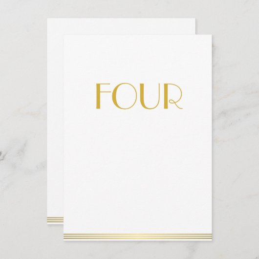 Gold Blanc Grand Gatsby Mariage Cartes de table Qu (Devant / Derrière)