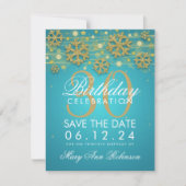 Gold Blauwgroen 30th Birthday Save Date Winter Kaart (Voorkant)