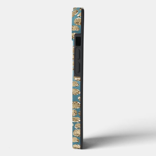 Gold Blauwgroen Blue Glitzy Leopard Print        Case-Mate iPhone Case (Achterkant / Links)