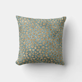 Gold Blauwgroen Blue Glitzy Leopard Print Kussen