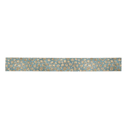 Gold Blauwgroen Blue Glitzy Leopard Print   Lint (Voorkant)
