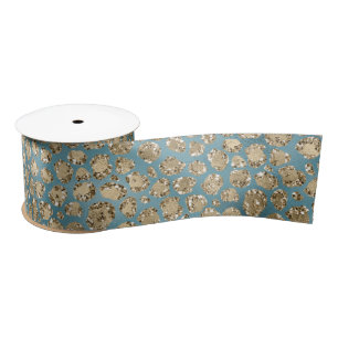 Gold Blauwgroen Blue Glitzy Leopard Print   Lint
