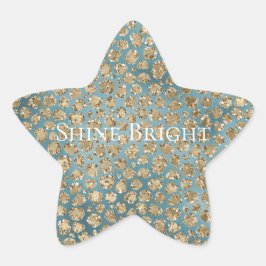 Gold Blauwgroen Blue Glitzy Leopard Print Ster Sticker