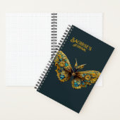  Gold & Blauwgroen Butterfly Small Hardcover Notitieboek (Binnen)