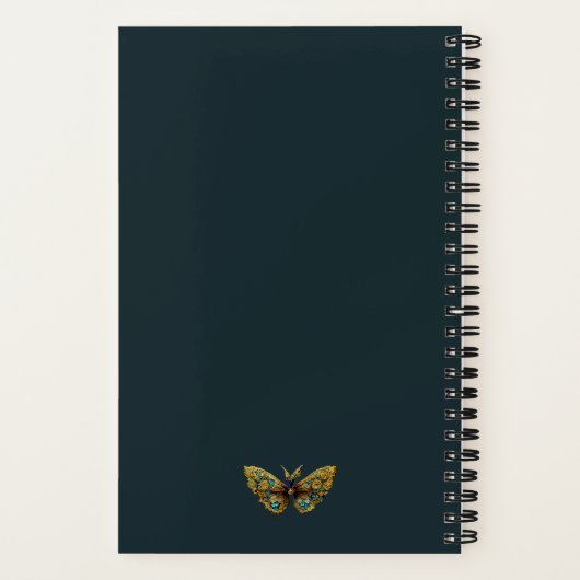  Gold & Blauwgroen Butterfly Small Hardcover Notitieboek (Achterkant)