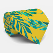 Gold Blauwgroen lederen-oliepatroon Stropdas (Opgerold)