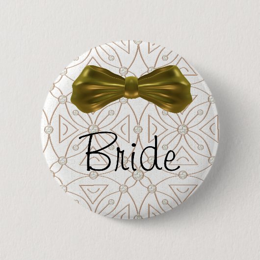 Gold Bling Bride Button Pin (Voorkant)