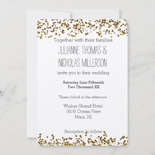 Gold Bling Glitter Confett Bruiloft Kaart (Voorkant)