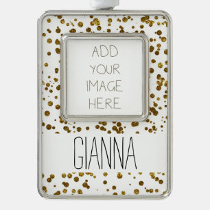 Gold Bling Glitter Confetti Verzilverd Kader Ornament