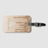 Gold Bling Sparkle Glitter Monogram Naam Bagagelabel (Voorkant (horizontaal))