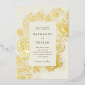 Gold Blooms Folie Uitnodiging (Voorkant)