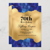 Gold Blue 70e verjaardag Kaart (Voorkant / Achterkant)