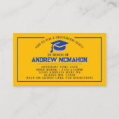 Gold & Blue Afstuderen Mini Afstuderen Uitnodiging (Voorkant)