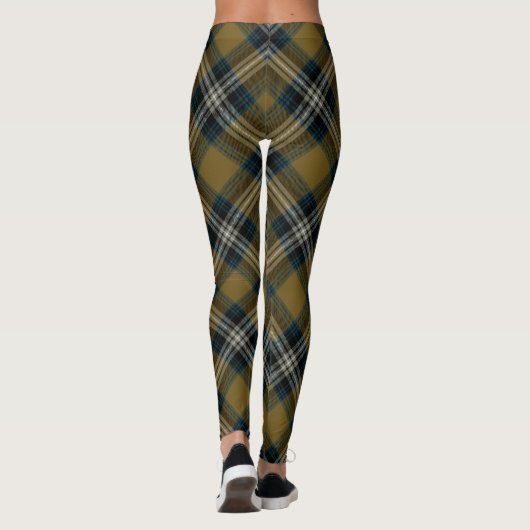 Gold Blue Argyle Tartan Patroon Leggings (Achterkant)
