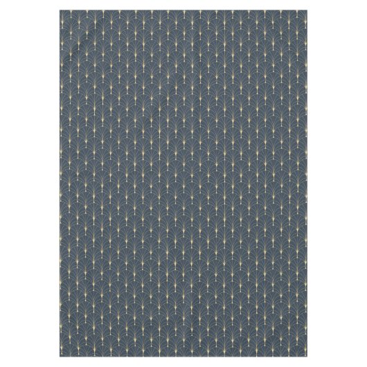 Gold Blue Art Deco Fan Pattern Tafelkleed (Voorkant)