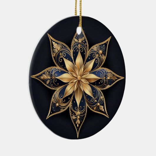 Gold Blue Decorative Flower Ornament (Rechts)