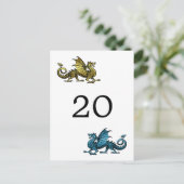 Gold Blue Dragon Table Number Briefkaart (Staand voorkant)