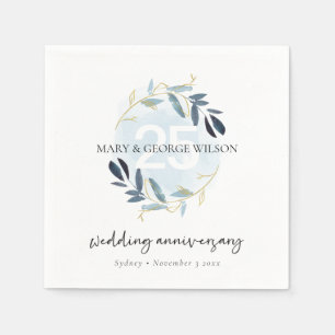 GOLD BLUE FOLIAGE WREATH JAAR 25 JUBILEUM SERVET