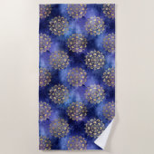 Gold & Blue Galaxy Dharma Mandala Pattern Strandlaken (Voorkant)