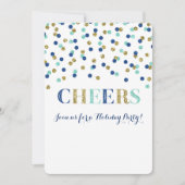 Gold Blue Glitter Confetti Cheers Kerstfeest Kaart (Voorkant)
