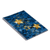 Gold & Blue Glitter Stars Spiral Notebook Notitieboek (Rechterzijde)