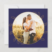 Gold Blue Hydrangea 25th Wedding Photo Jubileum Kaart (Achterkant)