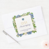 Gold Blue Hydrangea 5th Wedding Jubileum Party Vierkante Sticker (Envelop)