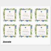 Gold Blue Hydrangea 60th Wedding Jubileum Party Vierkante Sticker (Vel)