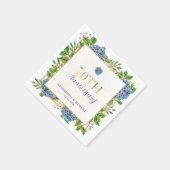Gold Blue Hydrangea 70th Wedding Jubileum Servet (Hoek)