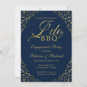 Gold Blue I DO BBQ Engagement Party Invitation (Devant)