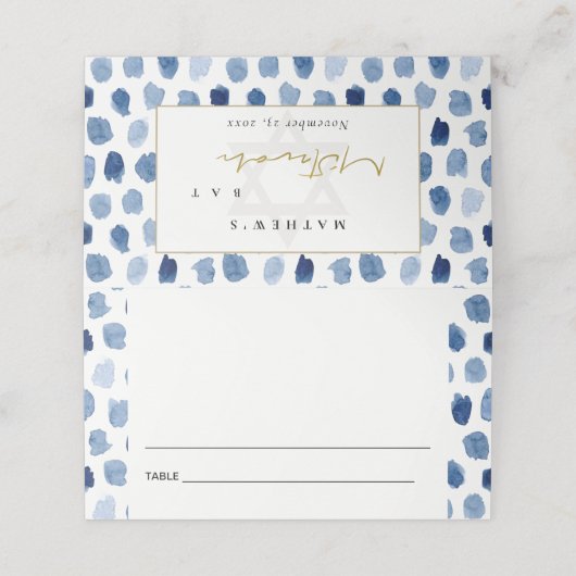 GOLD BLUE INDIGO WATERVERF STIP BAR BAT MITZVAH (Buitenkant ongevouwen)