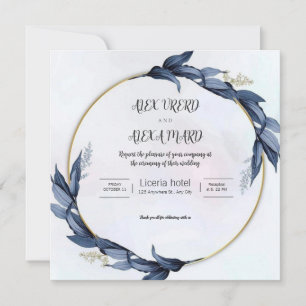 Gold Blue Luxury Weddind Invitation (Carré)