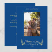 Gold Blue-minimalistische camera kerstfoto's (Voorkant / Achterkant)