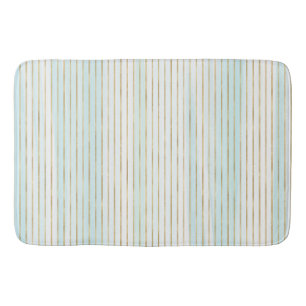 Gold Blue Mint White Beachy Waterverf Stripes Badmat