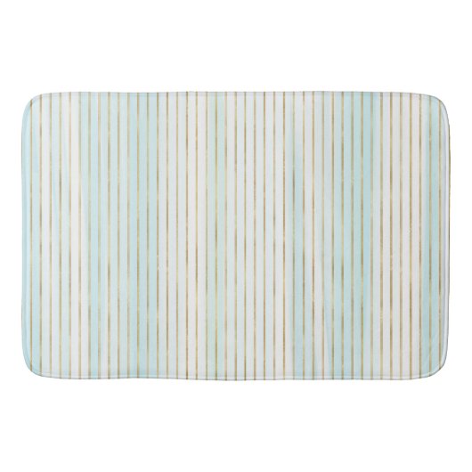 Gold Blue Mint White Beachy Waterverf Stripes   Badmat (Voorkant)