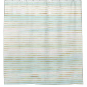 Gold Blue Mint White Beachy Waterverf Stripes Douchegordijn (Voorkant)