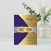 Gold Blue Navy Invitation 50e fête d'anniversaire (Debout devant)